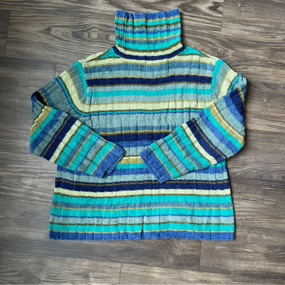 Vintage Tiara International Striped Turtleneck Sweater